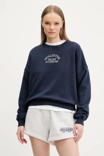 Mikina Hollister Co. dámska, tmavomodrá farba, s nášivkou, KI352-5109