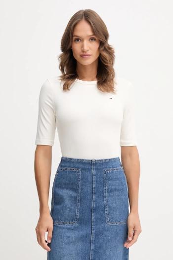 Tričko Tommy Hilfiger dámske, béžová farba, WW0WW47308