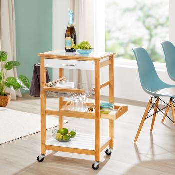Die moderne Hausfrau Bambusový kuchyňský a servírovací vozík