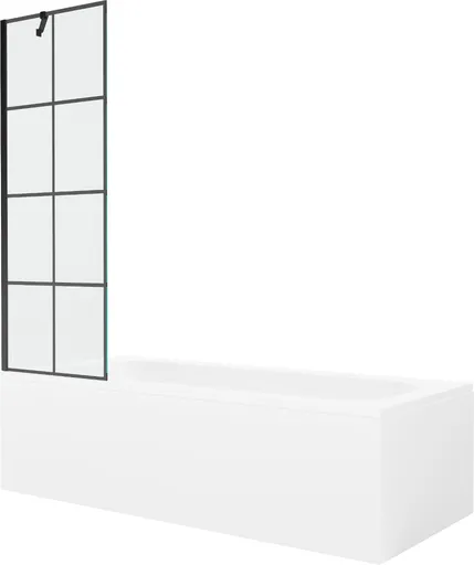 MEXEN/S - Vega obdĺžniková vaňa 160 x 70 cm s panelom + vaňová zástena 60, čierna vzor 550116070X9506007077