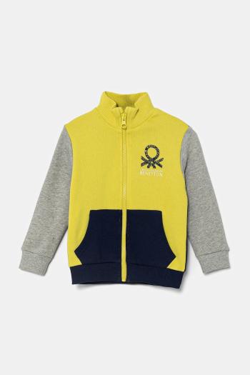 Detská bavlnená mikina United Colors of Benetton žltá farba, s potlačou, 3J70G503M