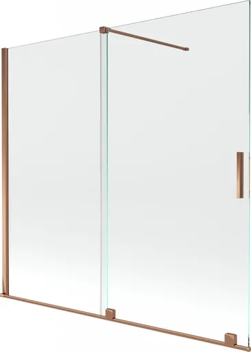 MEXEN/S - Velar Dvojkrídlová posuvná vaňová zástena 170 x 150, transparent, růžové zlato 896-170-000-01-60
