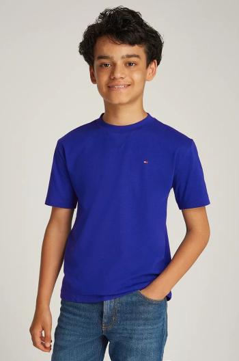 Detské bavlnené tričko Tommy Hilfiger fialová farba, jednofarebné, KB0KB09601