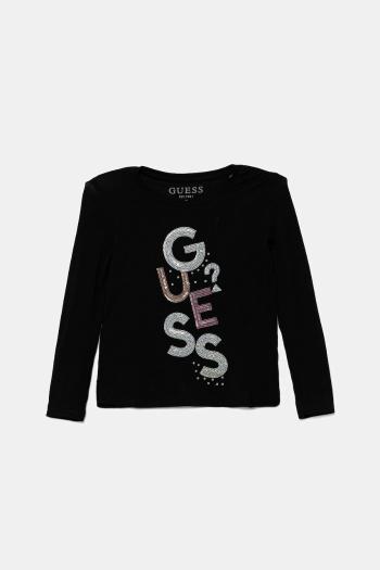 Detské tričko s dlhým rukávom Guess čierna farba, K5YI26 KAPO0