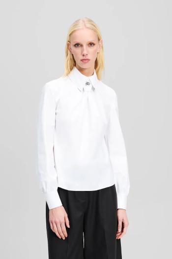 Bavlnená košeľa Karl Lagerfeld dámska, biela farba, regular, s klasickým golierom, A2W11004