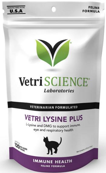 VetriScience Vetri-Lysine Plus žuvacie tablety na podporu imunity pre mačky 120tbl