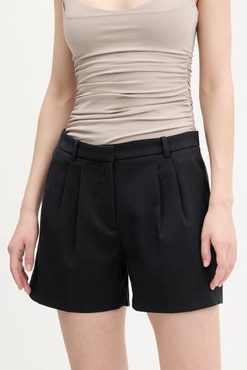 Šortky Abercrombie & Fitch dámske, čierna farba, jednofarebné, vysoký pás, KI149-5087