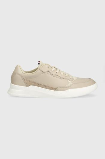 Kožené tenisky Tommy Hilfiger ELEVATED CUPSOLE LEATHER béžová farba, FM0FM04490