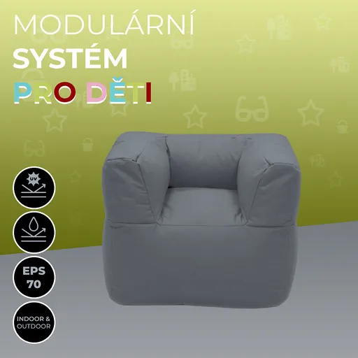 DEOKORK Záhradné detské textilné kreslo MODULTEX KIDS (sivá)