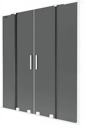MEXEN/S - Velar L Duo dvojkrídlová posuvná vaňová zástena 150 x 150, grafit, biela 896-150-003-42-20