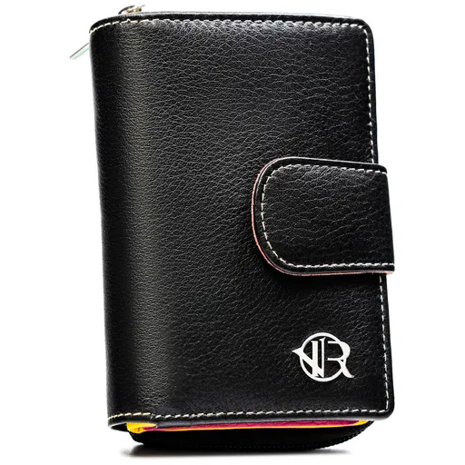 Čierna kožená dámska peňaženka na patent a zips – Rovicky