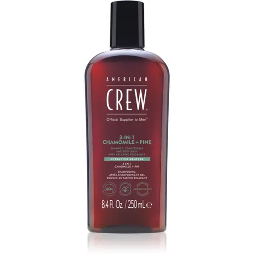 American Crew 3 in 1 Chamimile + Pine 3 v 1 šampón, kondicionér a sprchový gél pre mužov 250 ml
