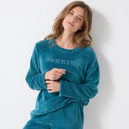 Pyžamo s nohavicami, dlhými rukávmi a výšivkou