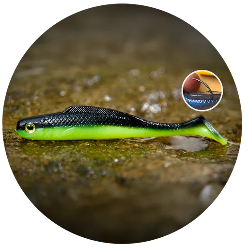 Redbass gumová nástraha ripper kicker black/signal yellow uv color - l 100 mm