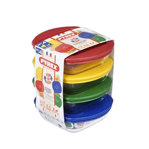 Sada sklenených dóz s viečkom PYREX 4x300ml