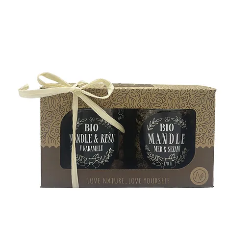 NATU Darčekový set mandle a kešu sweet BIO 330 g