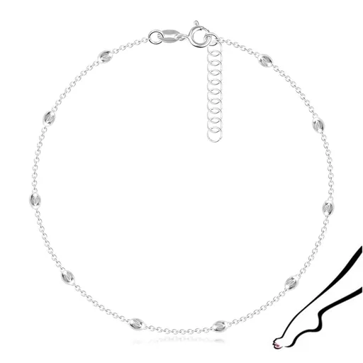 Náramok na nohu zo striebra 925 - valčeky s ozdobným ryhovaním