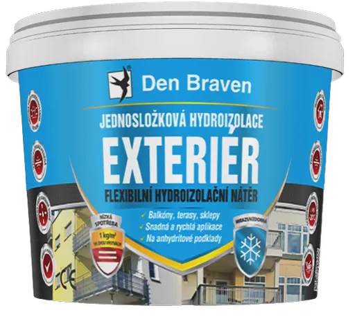 DEN BRAVEN - Jednozložková hydroizolácia EXTERIÉR 5 kg modrá