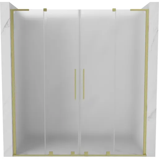 MEXEN/S - Velar L Duo posuvné sprchové dvere 200, dekor, zlatá kartáčovaná 871-200-003-32-55