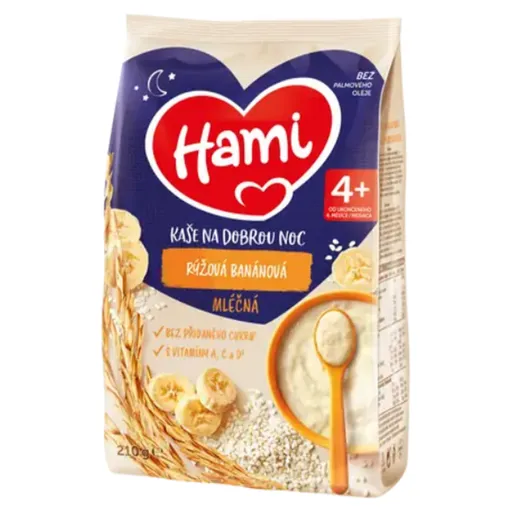 HAMI Mliečna kaša ryžová banánová na Dobrú noc 4m+ 210 g
