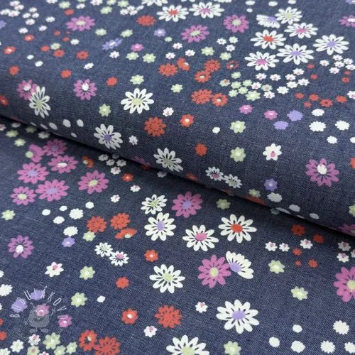 Bavlnená látka JEANS Flowers