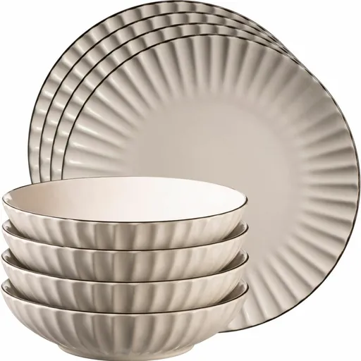 Mäser Súprava plytkých a hlbokých tanierov 8 ks OSITA – krémová