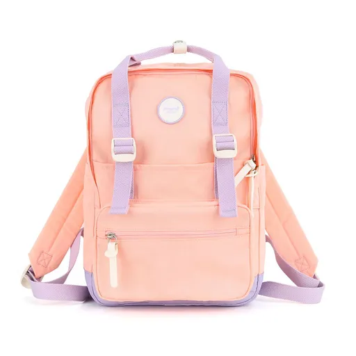 Priestranný mestský dámsky ruksak v ružovo-fialovej farbe s vonkajším vreckom - Himawari