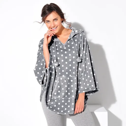 Fleecové pončo s kapucňou