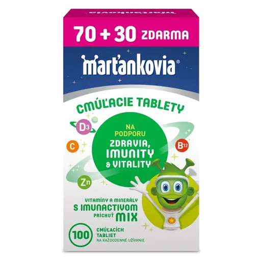 Walmark Marťankovia S Imunactivom cmúľacie tablety príchuť mix 70+30 tabliet