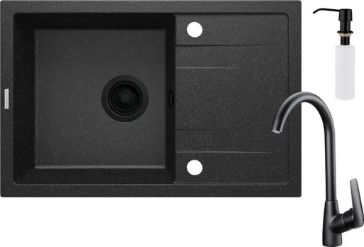 DEANTE DEANTE - Corio grafit - Granitový drez vrátane batérie, 1 - bowl s odkvapkávačom - with dispenser ZRCC2113