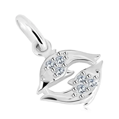 Prívesok zo striebra 925 - ligotavé zirkóny v čírom odtieni, znamenie RYBY