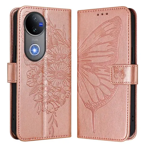 ART BUTTERFLY Peňaženkový obal pre Vivo V50 5G ružový