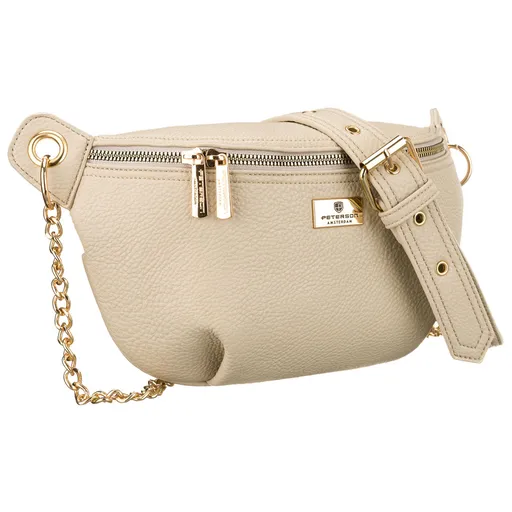 Béžová dámska crossbody kabelka z ekologickej kože so zipsom a retiazkovým detailom