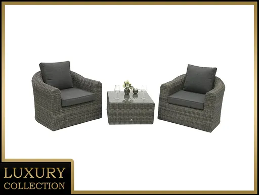 DEOKORK Ratanová modulová zostava BORNEO LUXURY pre 2 osoby (sivá)