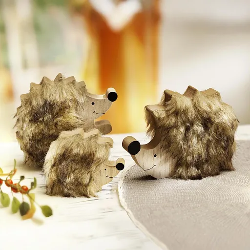 Weltbild Dřevěné dekorace Ježci, sada 3 ks