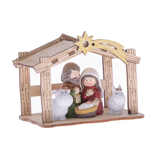 Vianočný betlehem s kométou 9,5 x 7,2 x 6 cm,béžový