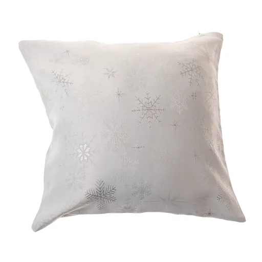 Vianočná Obliečka na vankúšik vodeodolná Vločky strieborná, 40 x 40 cm