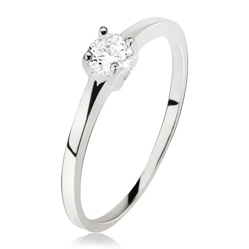 Prsteň zo striebra 925, číry zirkón uchytený štyrmi paličkami - Veľkosť: 51 mm