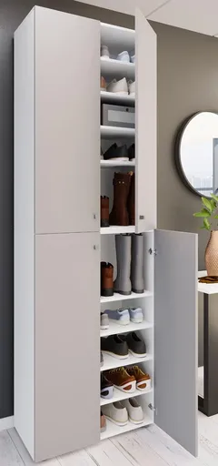 VCM Botník Lona 2XL 10dílná otočná dvířka, bílá