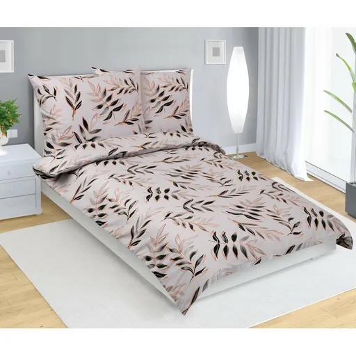 Bellatex Bavlnené obliečky List sivá, 140 x 220 cm, 70 x 90 cm, 140 x 220 cm, 70 x 90 cm