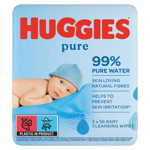 HUGGIES Detské vhčené obrúsky Pure Triplo 3 x 56 kusov