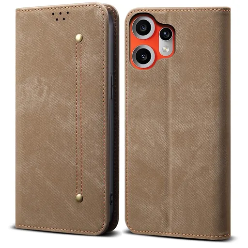 DENIM Peňaženkový kryt pre CMF Phone 2 Pro šedohnedý