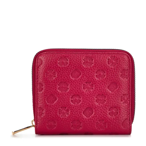 Dámska kožená peňaženka s embosovaním malinová 99-1E-309-33