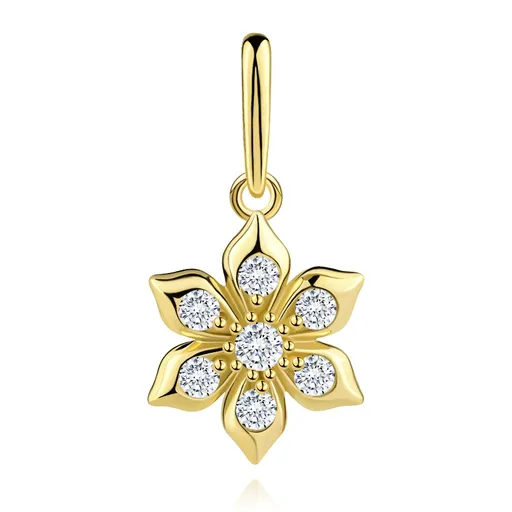 Zlatý prívesok 9K v tvare rozkvitnutého kvetu s čírymi zirkónmi
