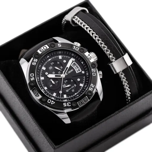 PÁNSKY DARČEKOVÝ SET PAUL LORENS - hodinky + náramok (zg375e)