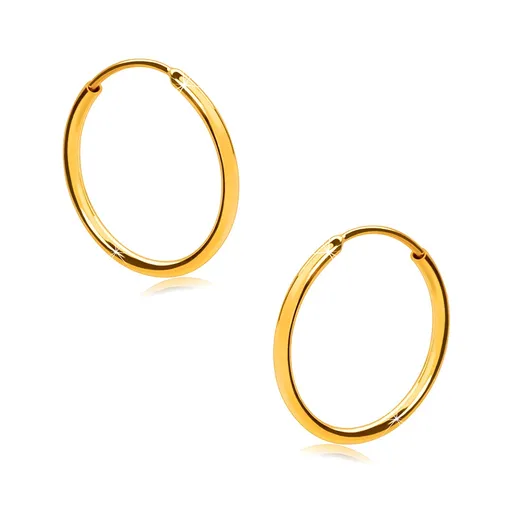 Náušnice v žltom 375 zlate - jemné krúžky, lesklý zaoblený povrch, 12 mm
