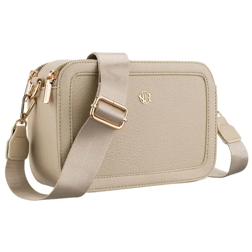 Miejska torebka damska na ramię w beżowym kolorze wykonana ze skóry ekologicznej - Rovicky