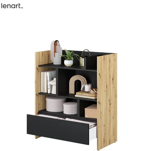 Dig-net nábytok Regál Lenart BED CONCEPT BC-25 | dub artisan / čierna