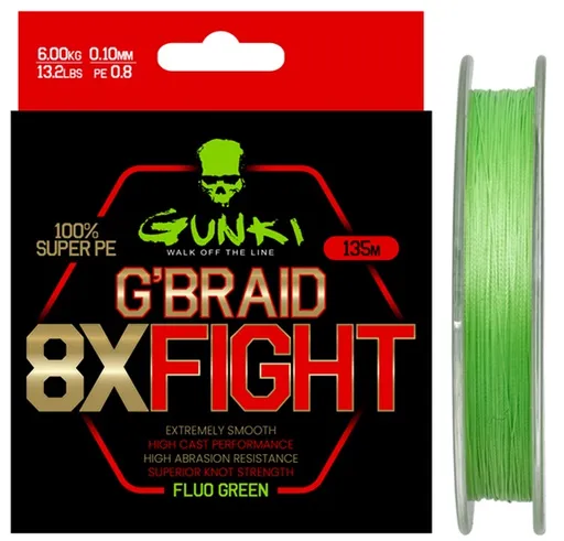 Gunki splietaná šnúra g braid 8x fighting pe0,8 135 m - 0,17 mm 11 kg