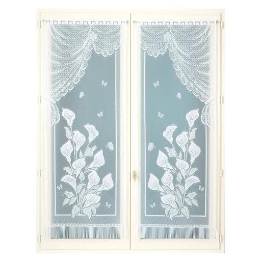 1 pár rovných vitrážových záclon s čipkou